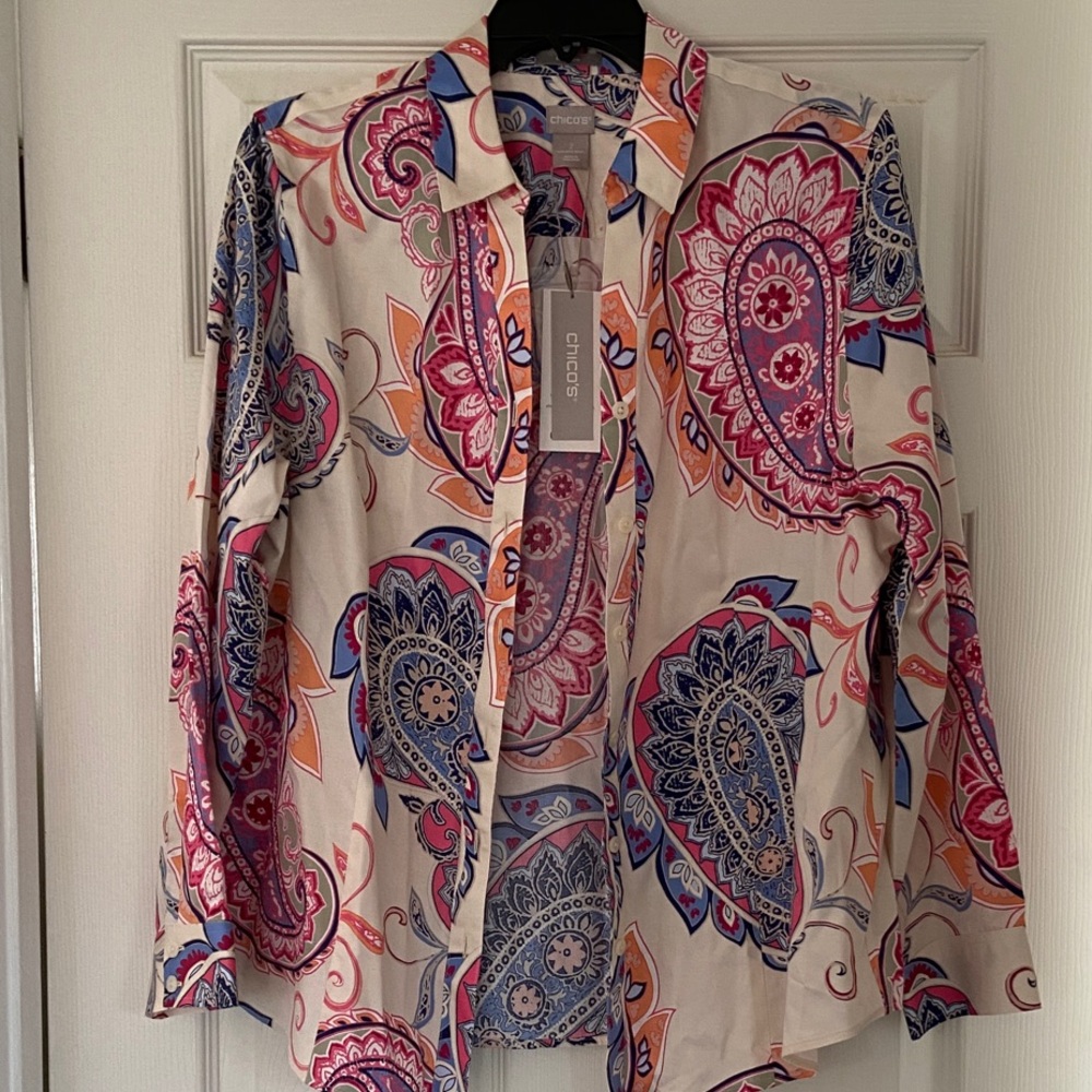 Chico's Vibrant Paisley Button Down Shirt